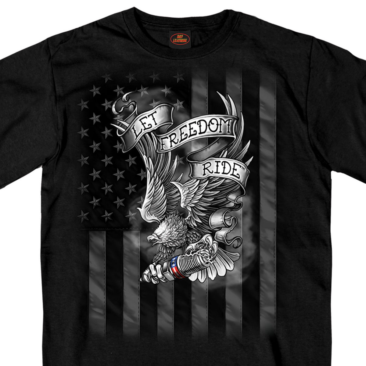 Hot Leathers GMS1422 Men’s ‘Let Freedom Ride Eagle‘ Short Sleeve Black T-Shirt