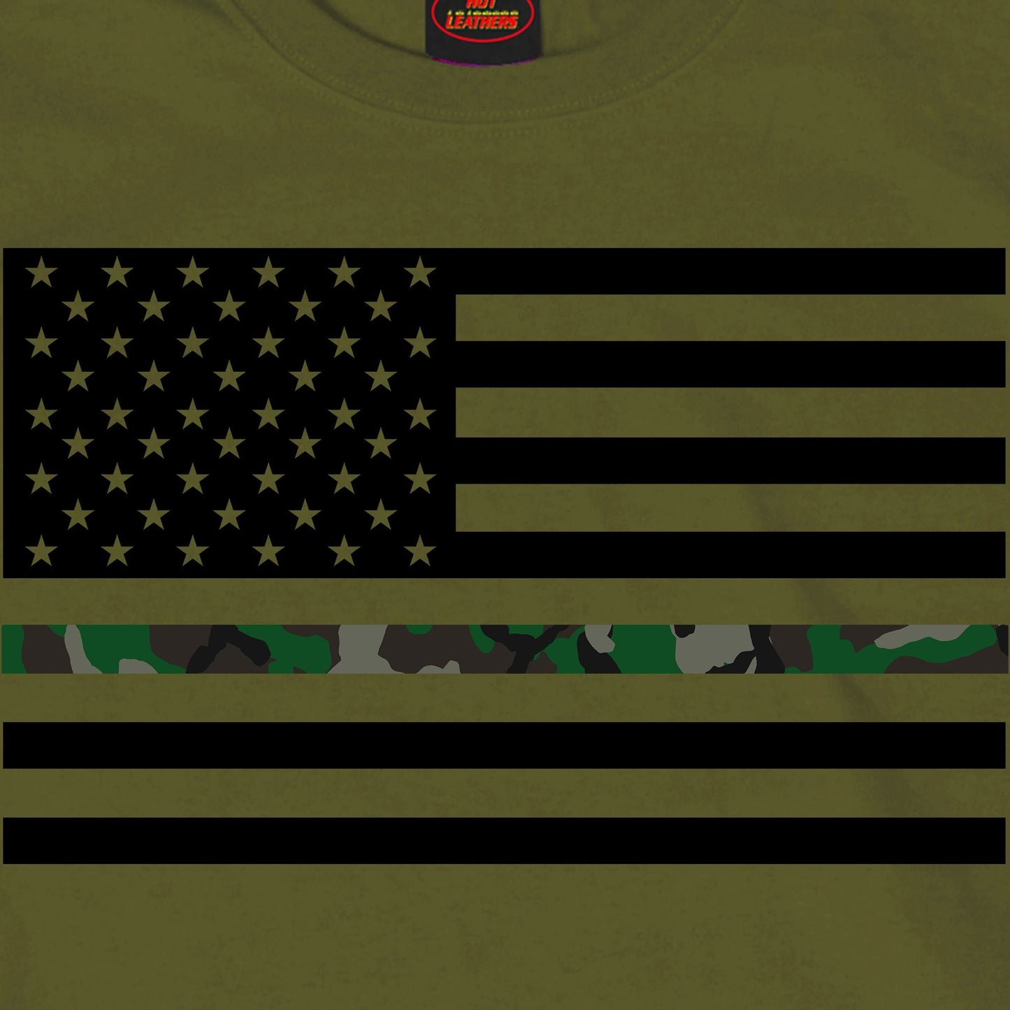 Hot Leathers GMS1444 Mens Thin Line Camo USA Flag Military Green T-Shirt