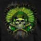 Hot Leathers GMS1463 Mens Green Indian Headdress Skull Black T-Shirt