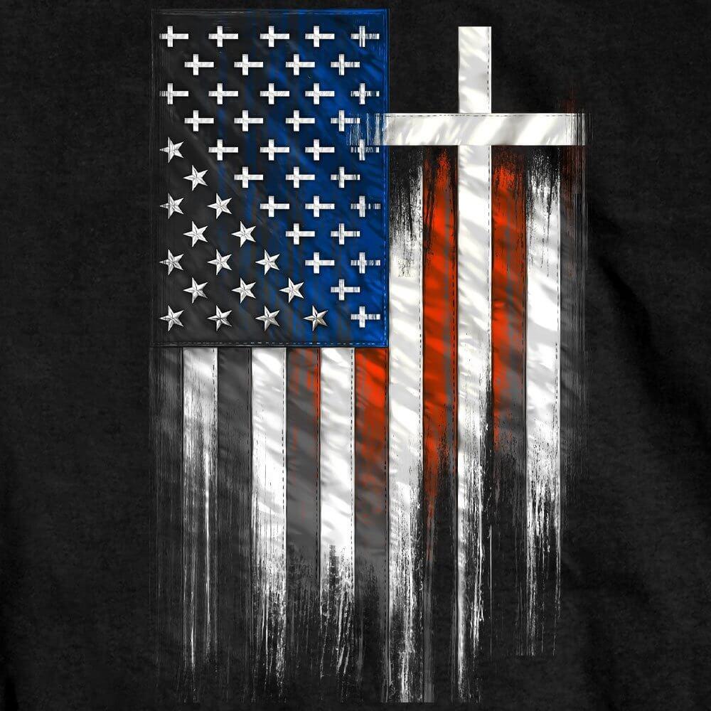 Hot Leathers GMS1466 Men's American Flag Crosses Black T-Shirt