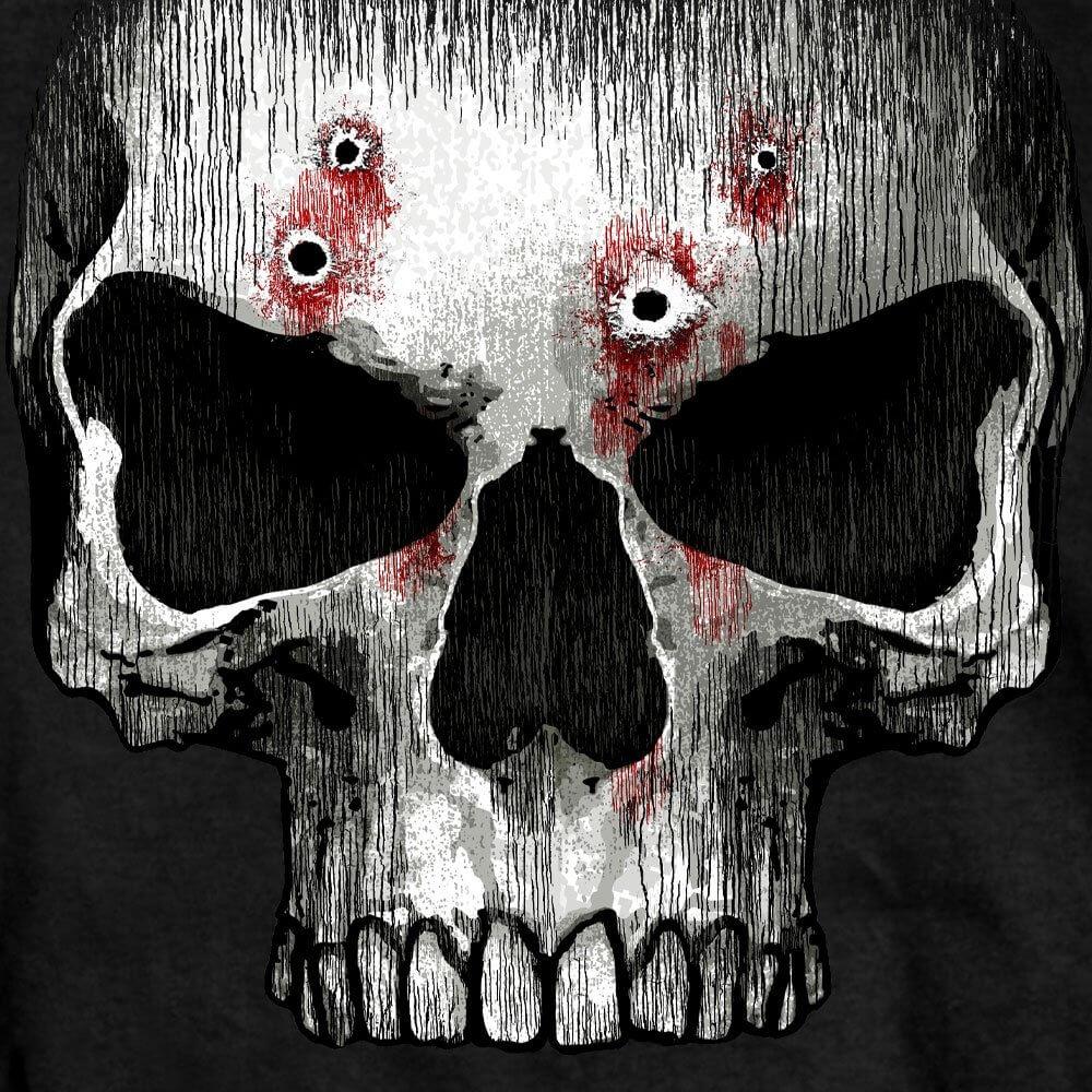 Hot Leathers GMS1467 Mens Jumbo Print Skull Bullet Holes Black T-Shirt