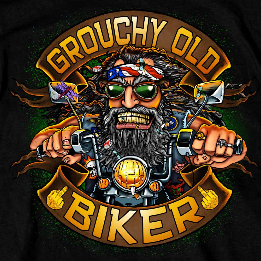 Hot Leathers GMS1508 Men's 'Grouchy Old Biker' Black Biker T-Shirt