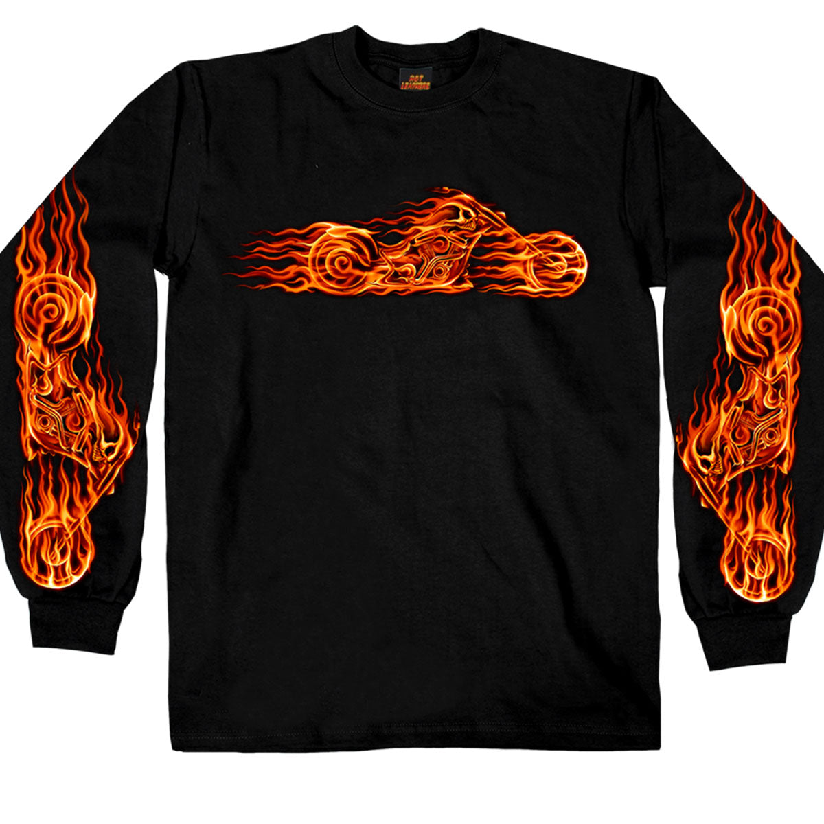 Hot Leathers GMS2070 Men’s ‘Hell Bike’ Long Sleeve Black T-Shirt