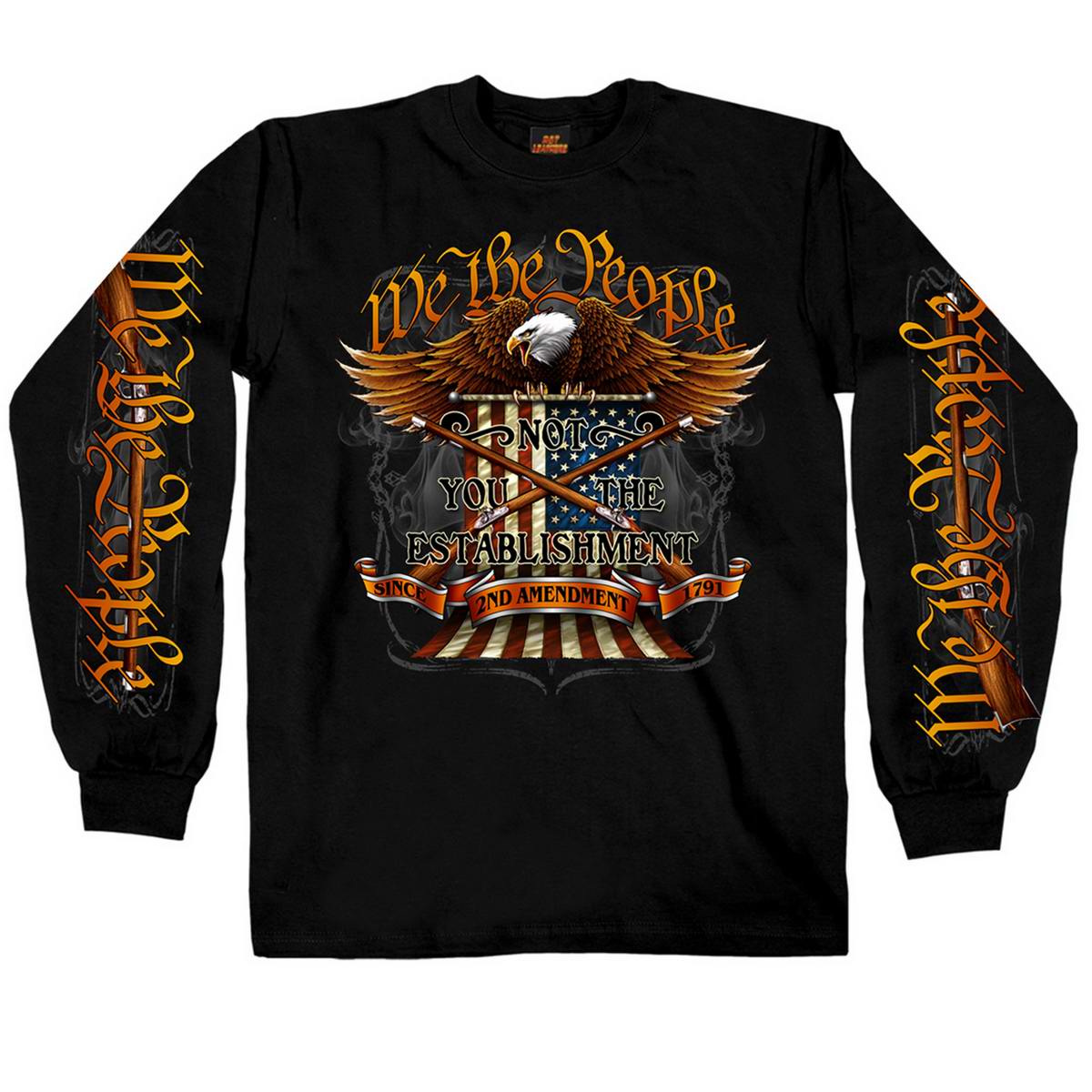 Hot Leathers GMS2358 Men’s ‘We the People’ Long Sleeve Black T-Shirt