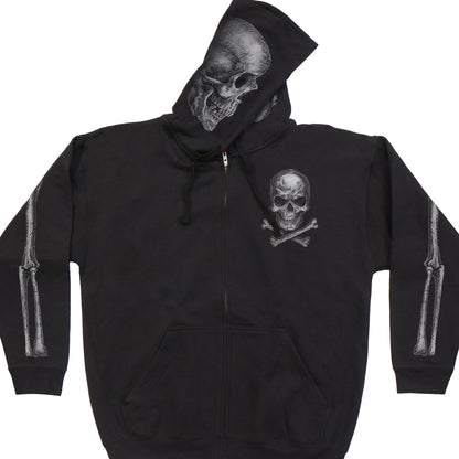 Hot Leathers GMZ4402 Men’s ‘Jolly Roger Skull’ Black Hoodie with Zipper Closure