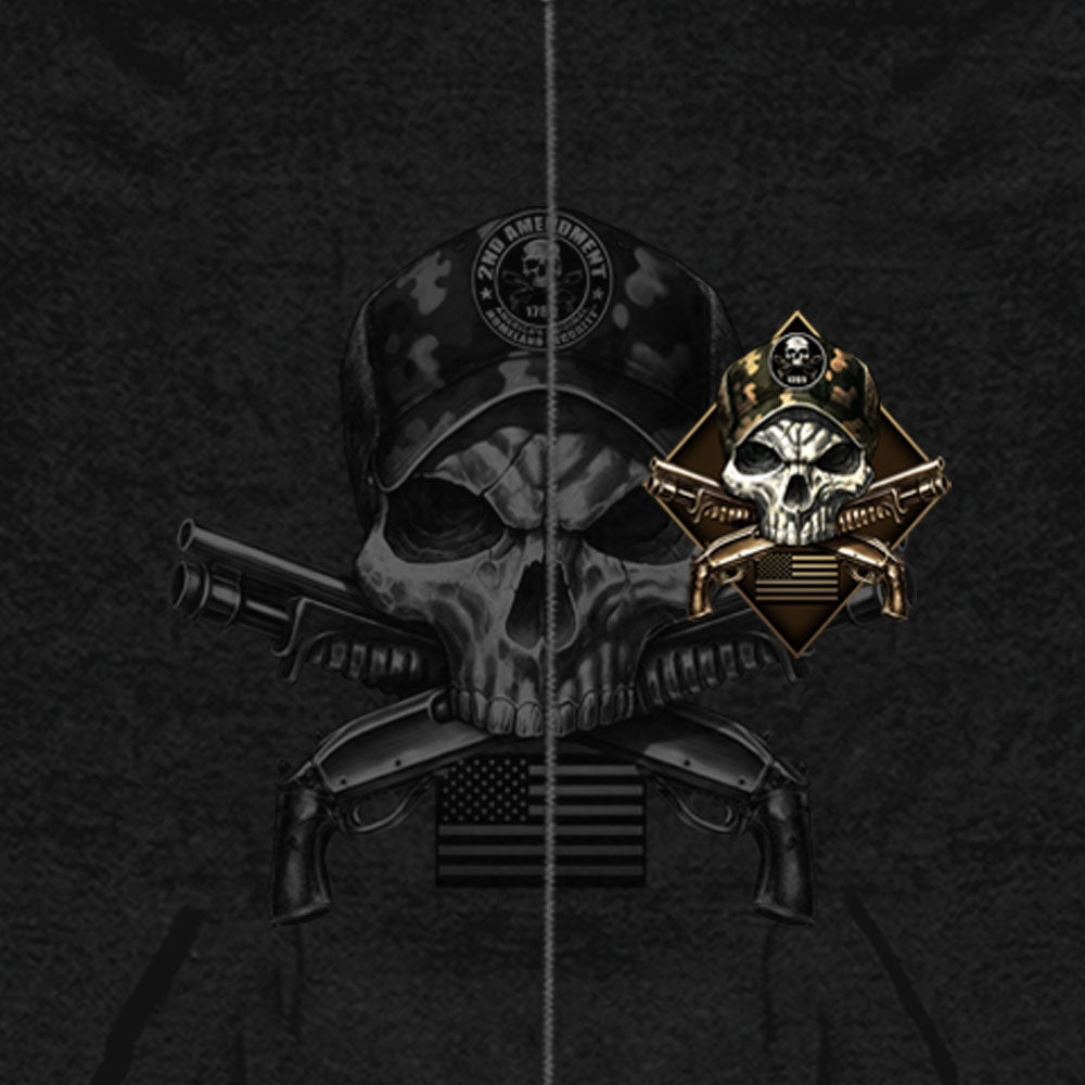 Hot Leathers GMZ4415 Men’s ‘Camo Skull’ Black Hoodie with Zipper Closure