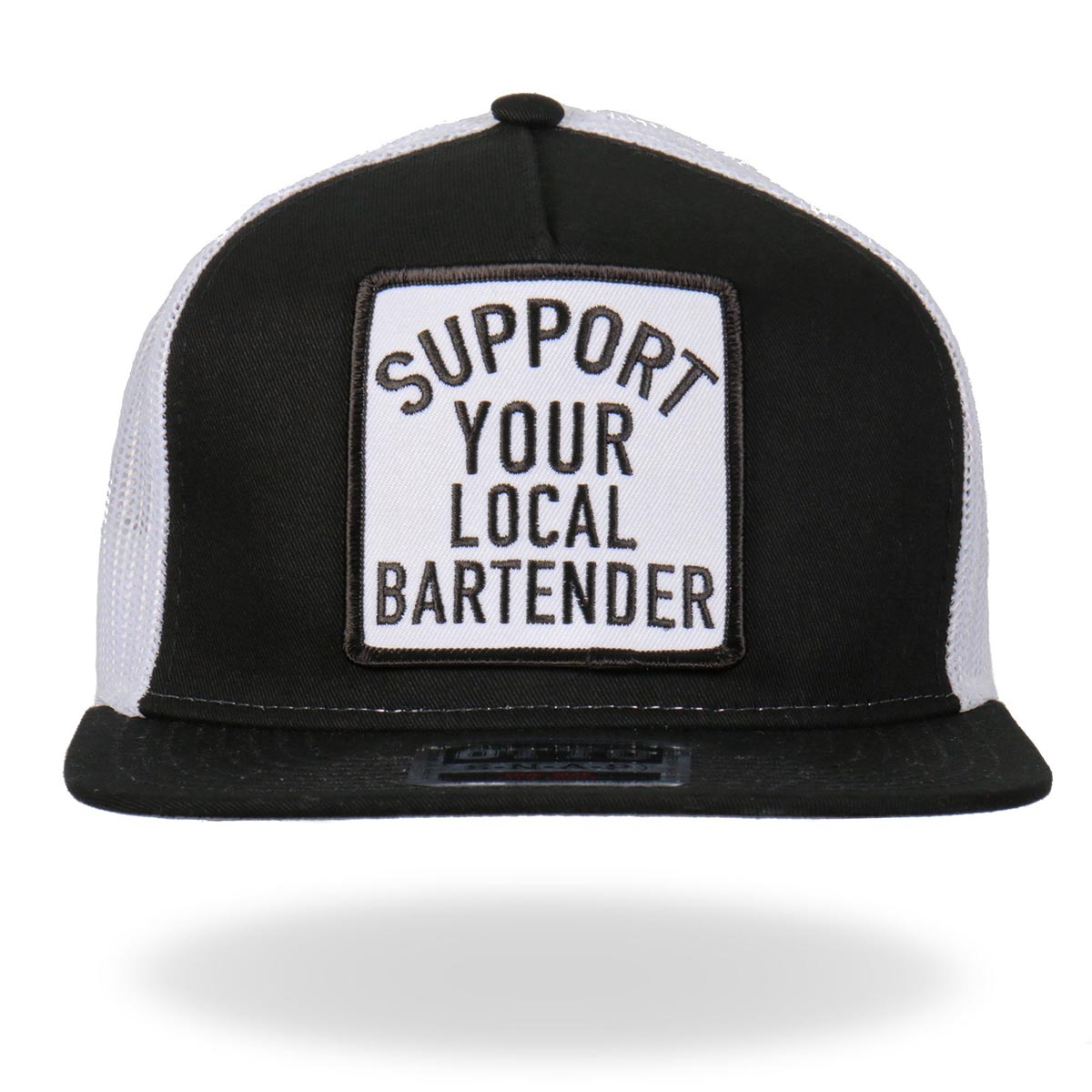 Hot Leathers GSH2007 Support Your Local Bartender Black and White Snapback Ball Cap
