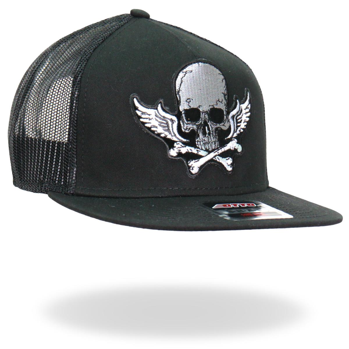Hot Leathers GSH2017 Skull Bones Wings Snapback Hat