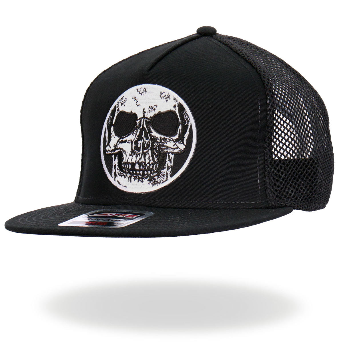 Hot Leathers GSH2023 Black Circle Skull Snapback Hat