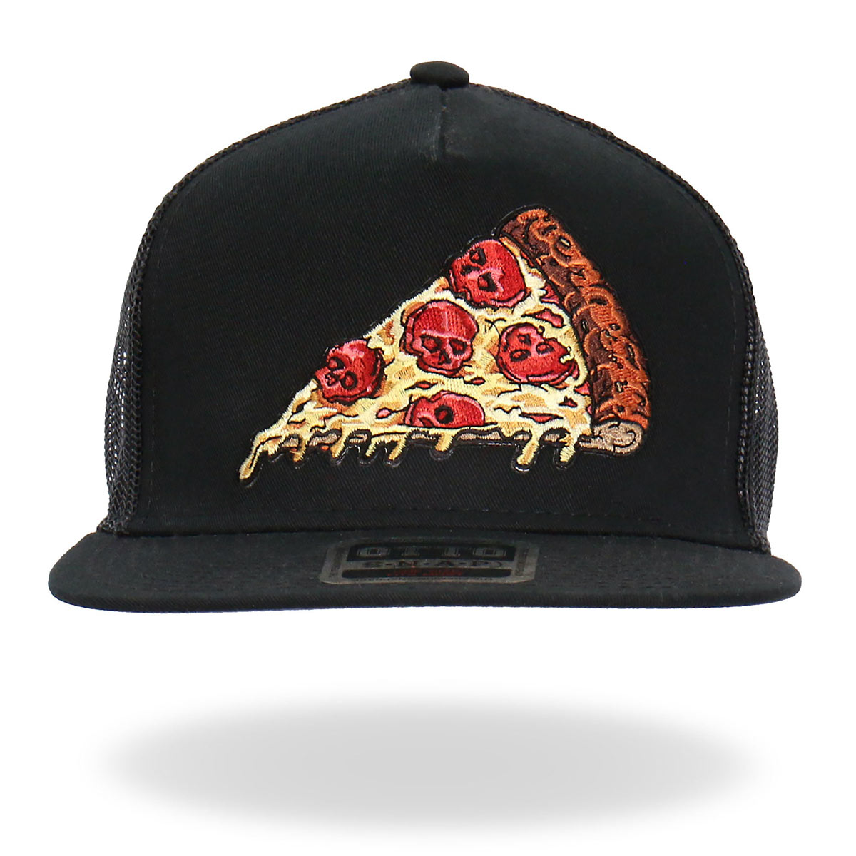 Hot Leathers GSH2024 Black Pepperoni Skull Pizza Snapback Hat