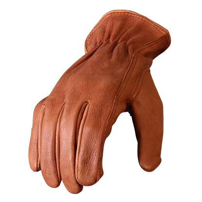 Hot Leathers GVD1013 Brown Deerskin Leather Driving Gloves