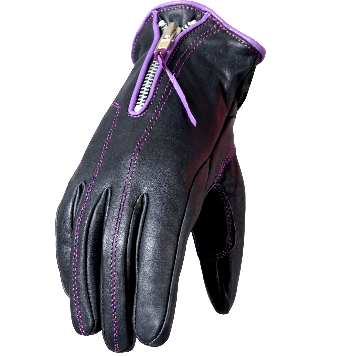 Hot Leathers GVL1008 Ladies Driving Gloves with Purple Piping