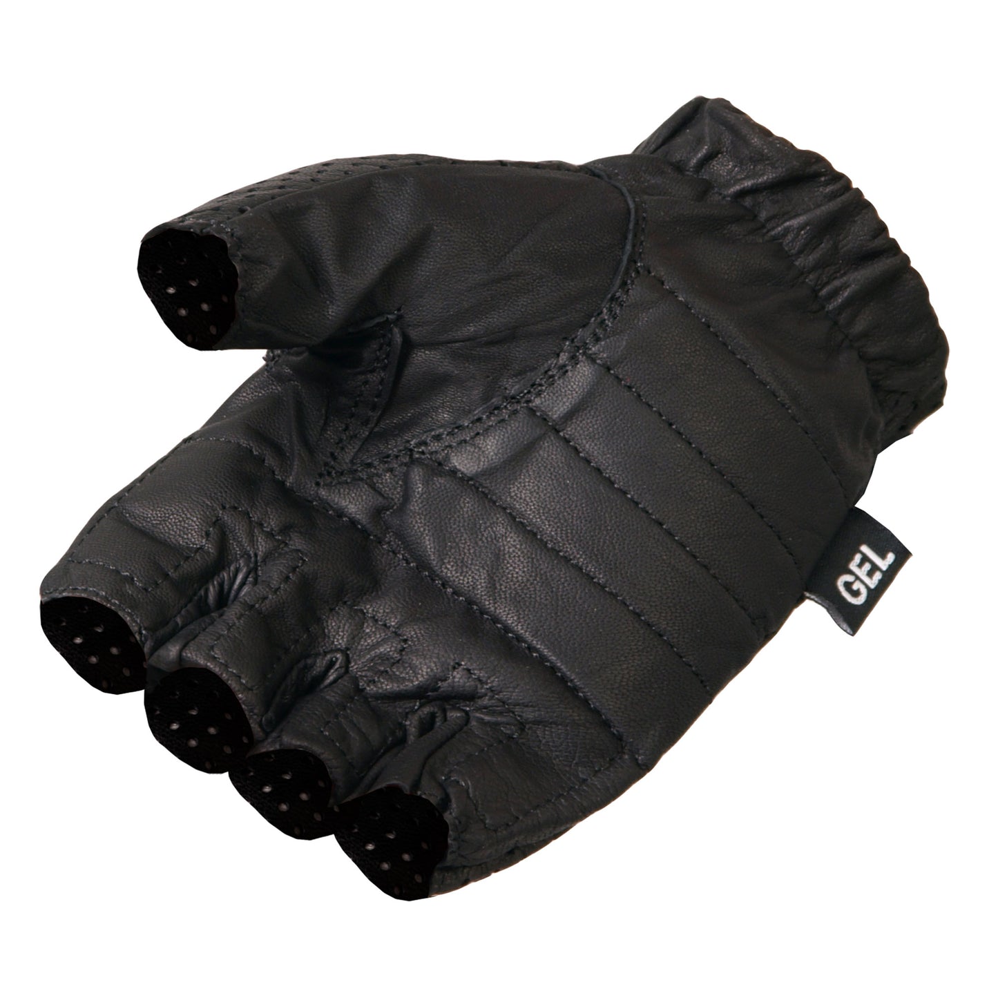 Hot Leathers GVM1016 Unlined Fingerless Vented Leather Gloves with Padded Gel Palm