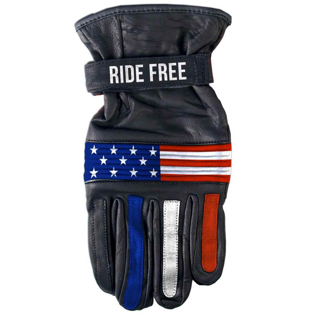Hot Leathers GVM1303 Uni-Sex ‘Ride Free’ USA Flag Leather Gloves