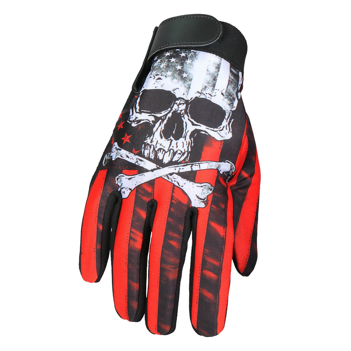 Hot Leathers GVM3003 Flag Skull Mechanics Glove