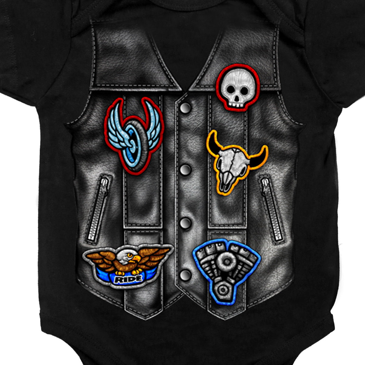 Hot Leathers GYS1056 Black Bodysuit with Leather Vest Screen Print