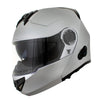 Milwaukee Helmets H7010 Flat Gray 'Mayday' Modular Motorcycle Helmet w/ Intercom - Built-in Speaker and Microphone for Men / Women