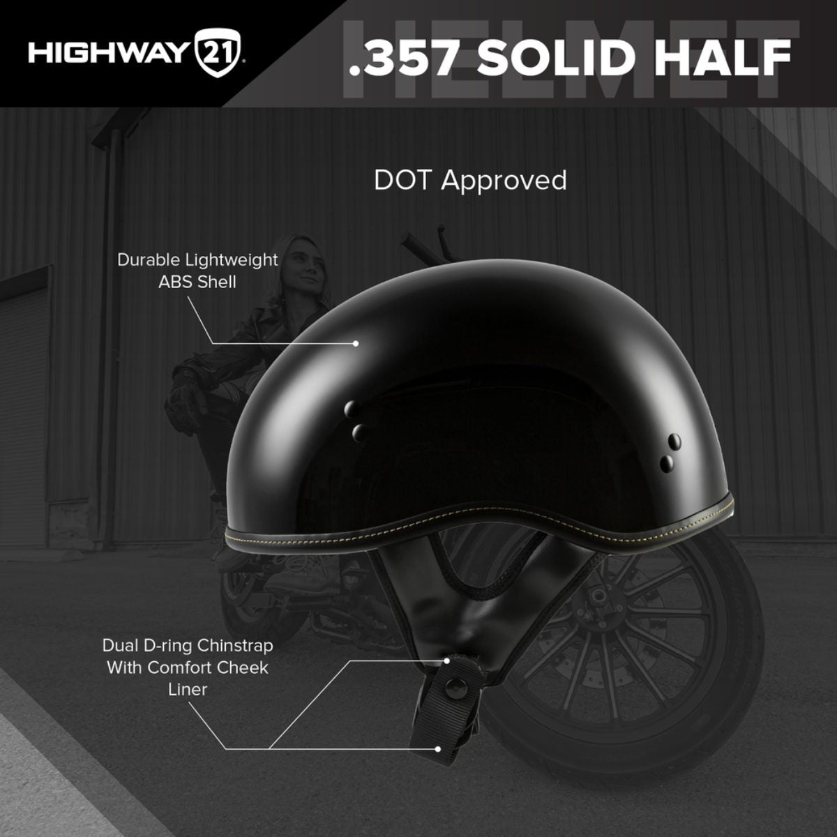 Highway 21.357 Solid Matte Black Half Helmet