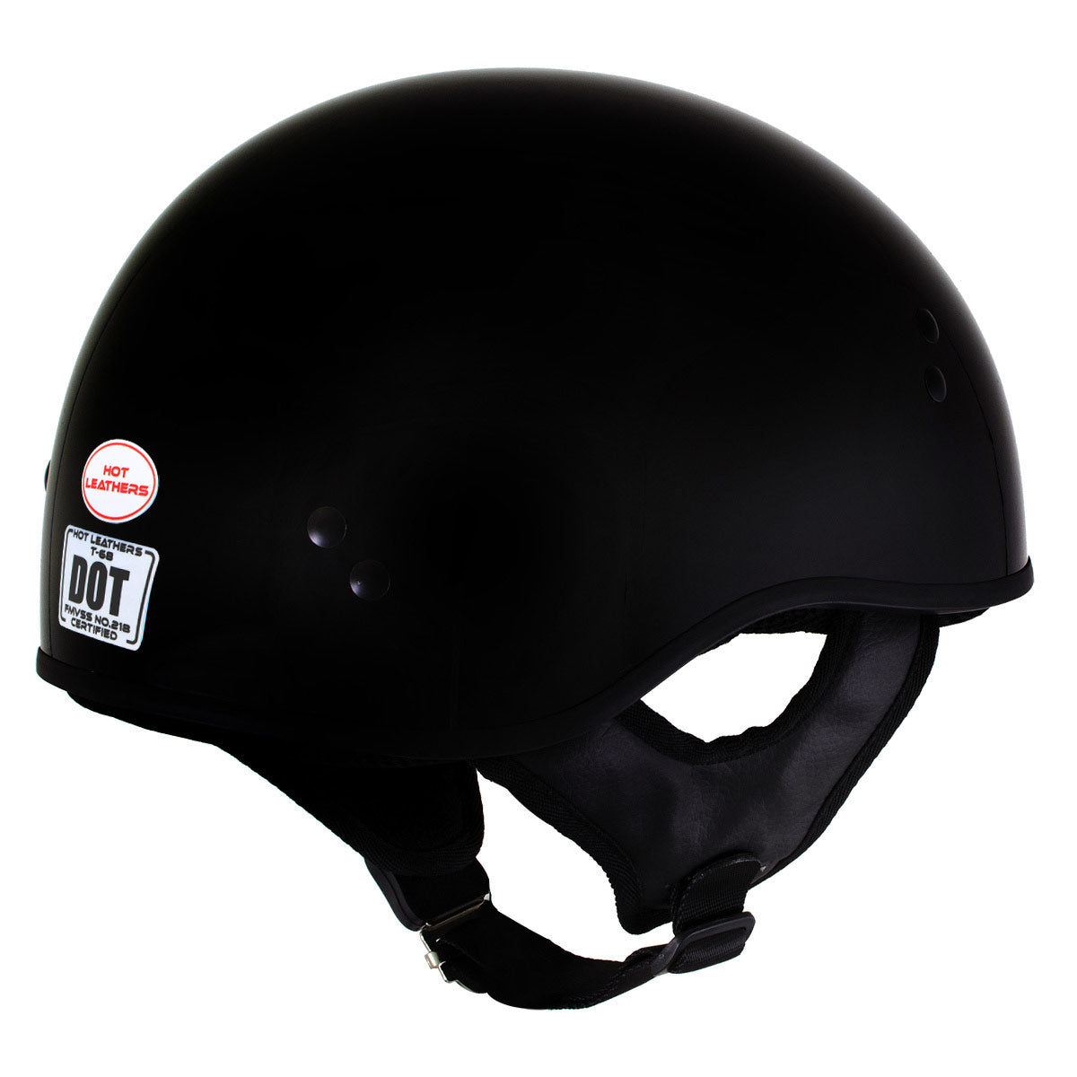 Hot Leathers HLD1002 'Gloss Black' Motorcycle DOT Approved Skull Cap Half Half Helmet for Men and Women Biker