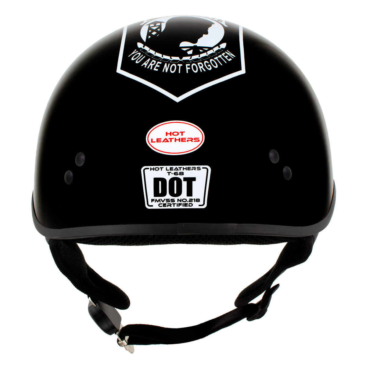Hot Leathers HLD1004 'POW' Gloss Black Motorcycle DOT Approved Skull Cap Half Half Helmet for Men and Women Biker