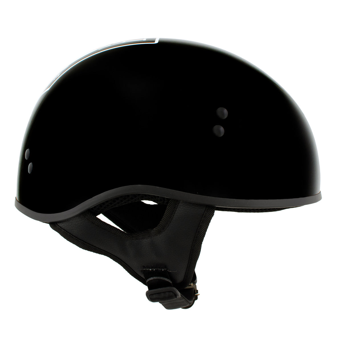 Hot Leathers HLD1004 'POW' Gloss Black Motorcycle DOT Approved Skull Cap Half Half Helmet for Men and Women Biker