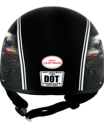 Hot Leathers HLD1023 'V-Twin Eagle' Flat Black Motorcycle DOT Skull Cap Half Helmet for Men and Women Biker