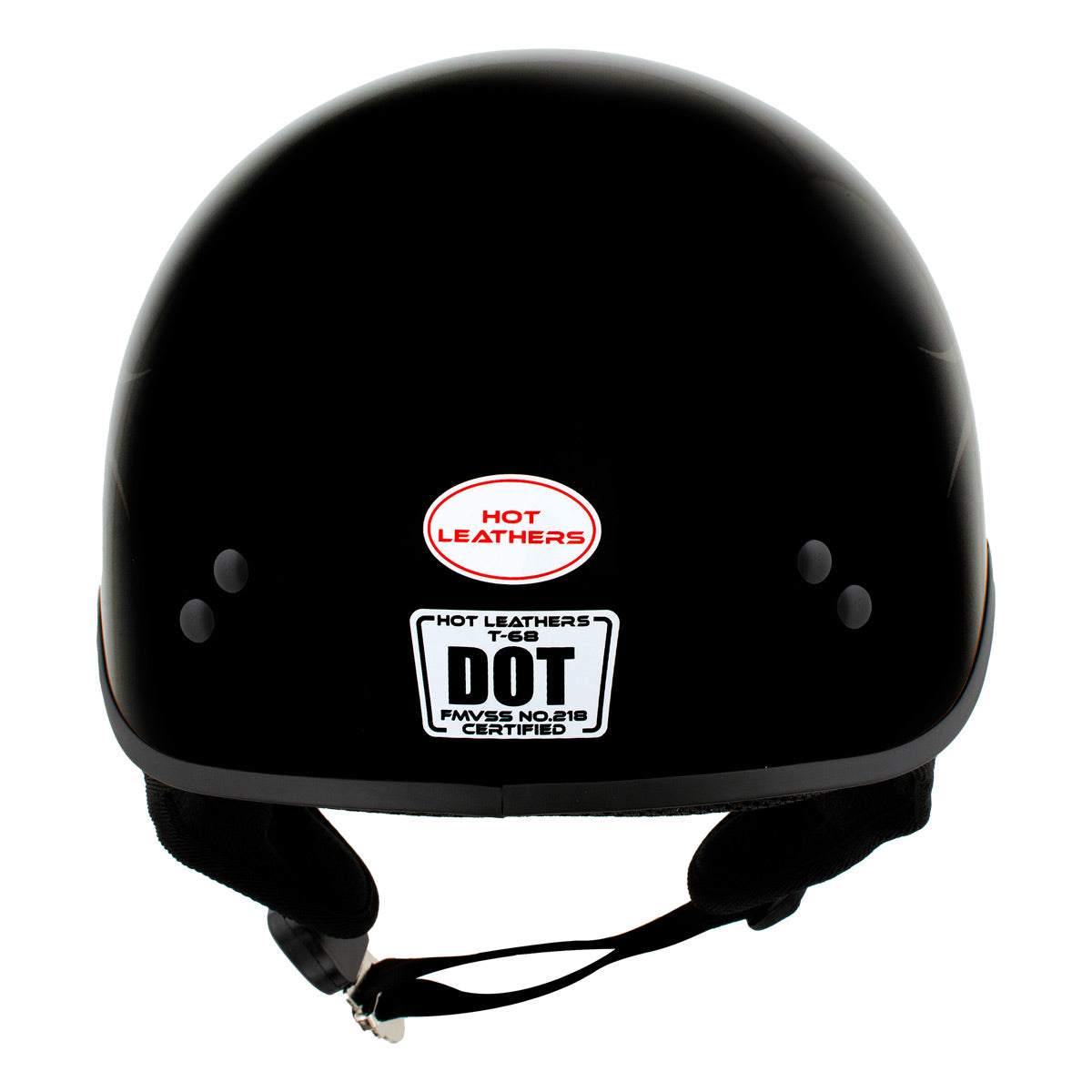 Hot Leathers HLD1036 'Flames' Gloss Black Motorcycle DOT Approved Skull Cap Half Helmet for Men and Women Biker