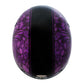 Hot Leathers HLD1039 Gloss Black Purple Skull Bouquet Advanced DOT Unisex Half Helmet with Drop Down Tinted Visor