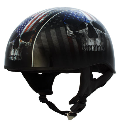 Hot Leathers HLD1042 Gloss Black 'Warrior Bullet' Advanced DOT Approved Skull Half Helmet for Men and Women Biker