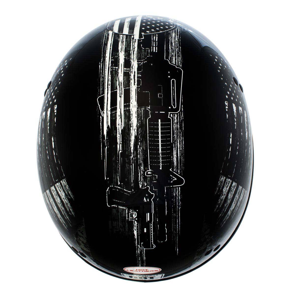 Hot Leathers HLD1043 Gloss Black 'Black and White Warrior Bullet' Advanced DOT Skull Half Helmet for Men and Women