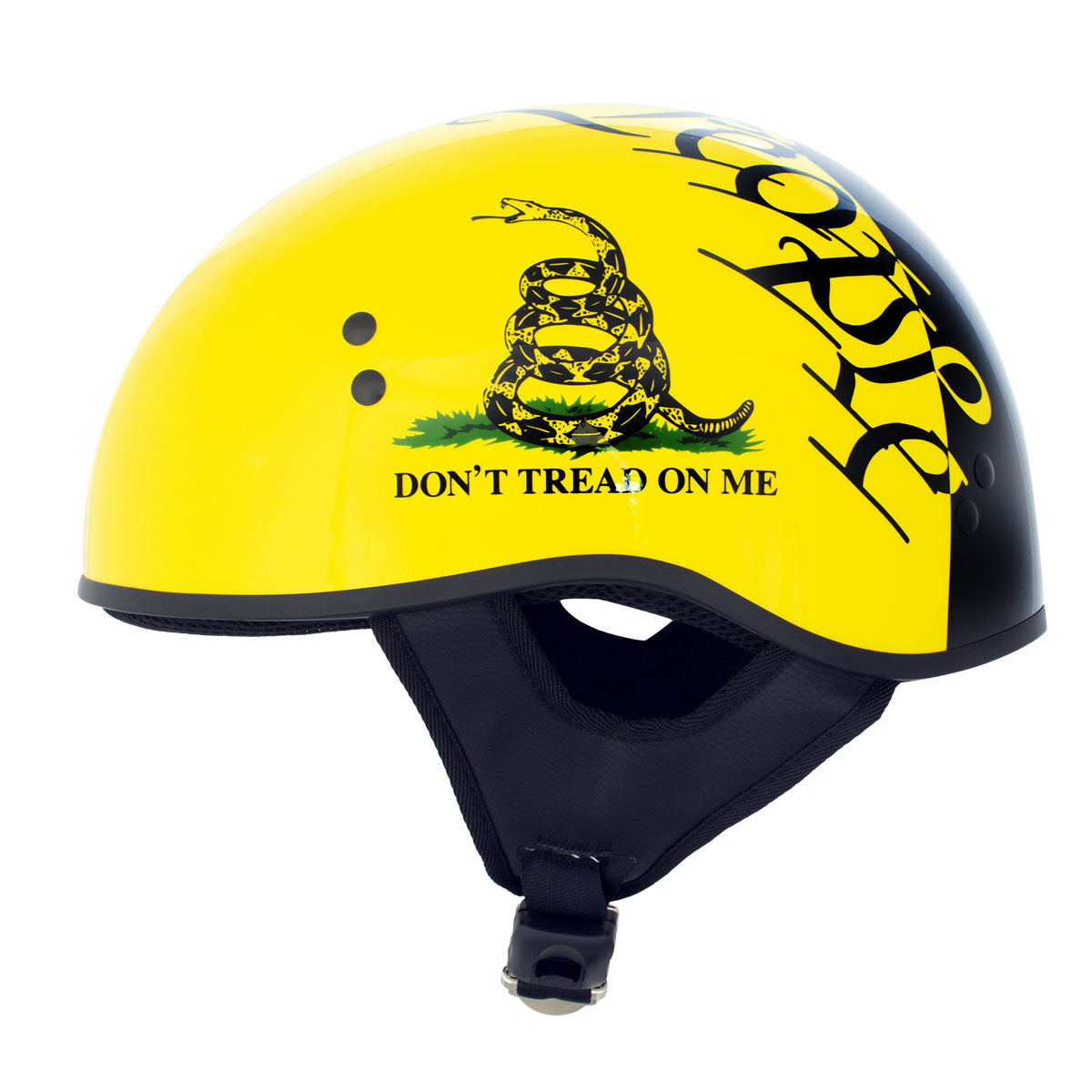 Hot Leathers HLD1046 Gloss Black and Yellow 'We The People' Advanced DOT Skull Half Helmet for Men and Women