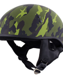 Hot Leathers HLD1049 Camo Matte' Matte Green Motorcycle DOT Approved Skull Cap Half Helmet for Men and Women Biker