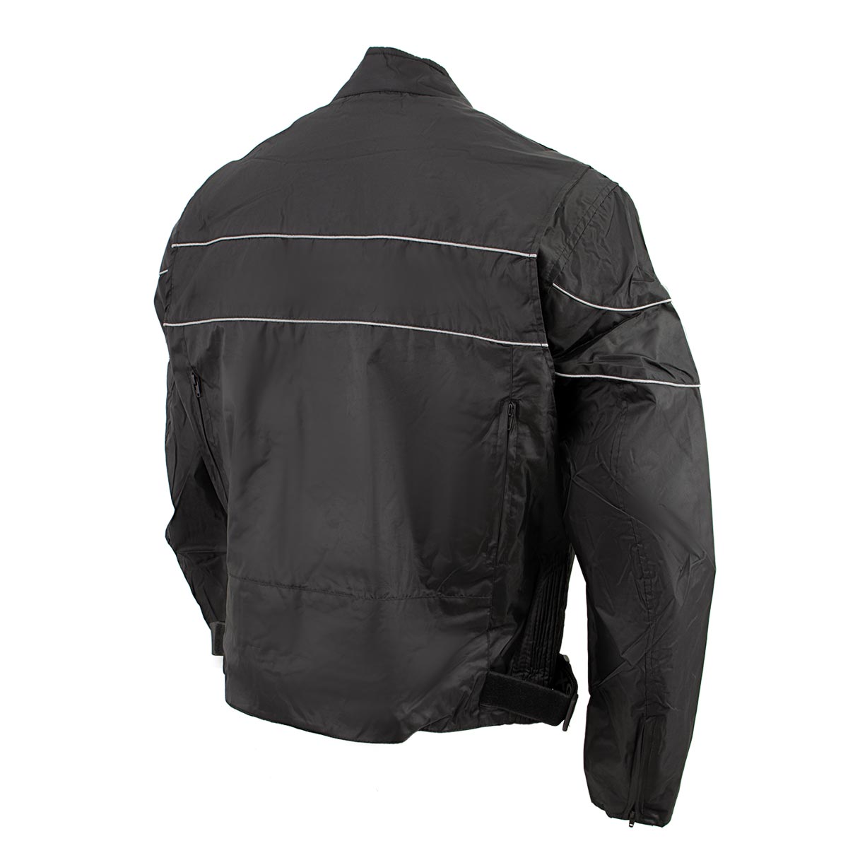 NexGen HW212102 Men's Black Nylon-Textile Vented Moto Jacket with Reflective Piping