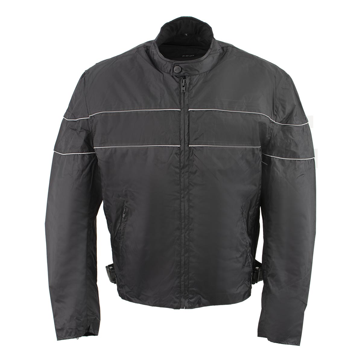 NexGen HW212102 Men's Black Nylon-Textile Vented Moto Jacket with Reflective Piping