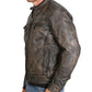 Hot Leathers JKM1019 Men's Distressed Brown Leather Jacket with Inside Storage Pockets
