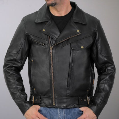 Hot Leathers JKM1022 Mens Motorcycle Leather Jacket with Concealed Carry Pocket