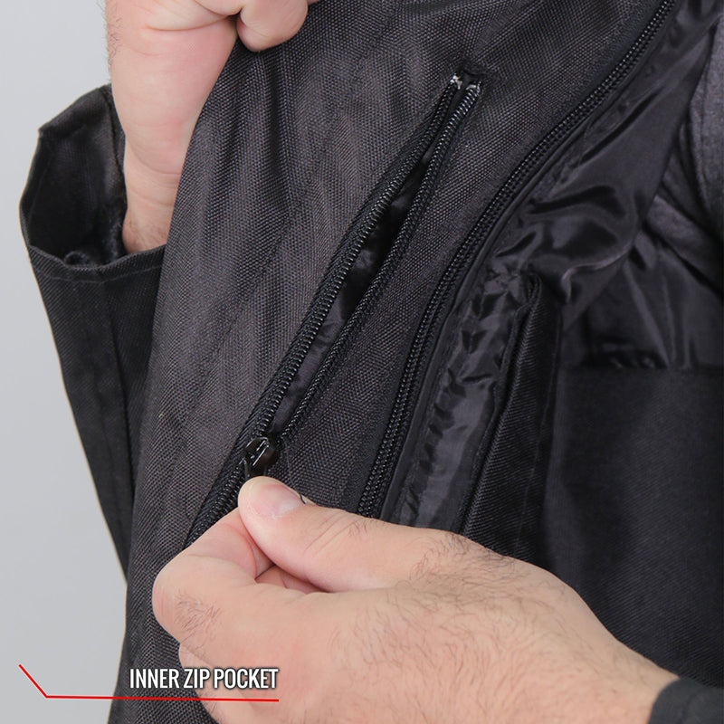 Hot Leathers JKM1025 Men’s Black Armored  Nylon Mesh Jacket with Reflective Piping and Concealed Carry Pocket
