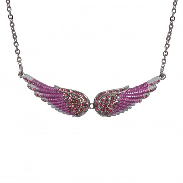 Hot Leathers JWN1006 Pink Angel Wings Necklace