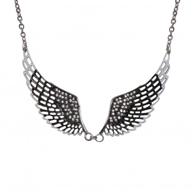 Hot Leathers JWN1007 Black Angel Wings Necklace