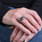 Hot Leathers JWR1103 Rhinestone Skull and Bones Stainless Steel Ring
