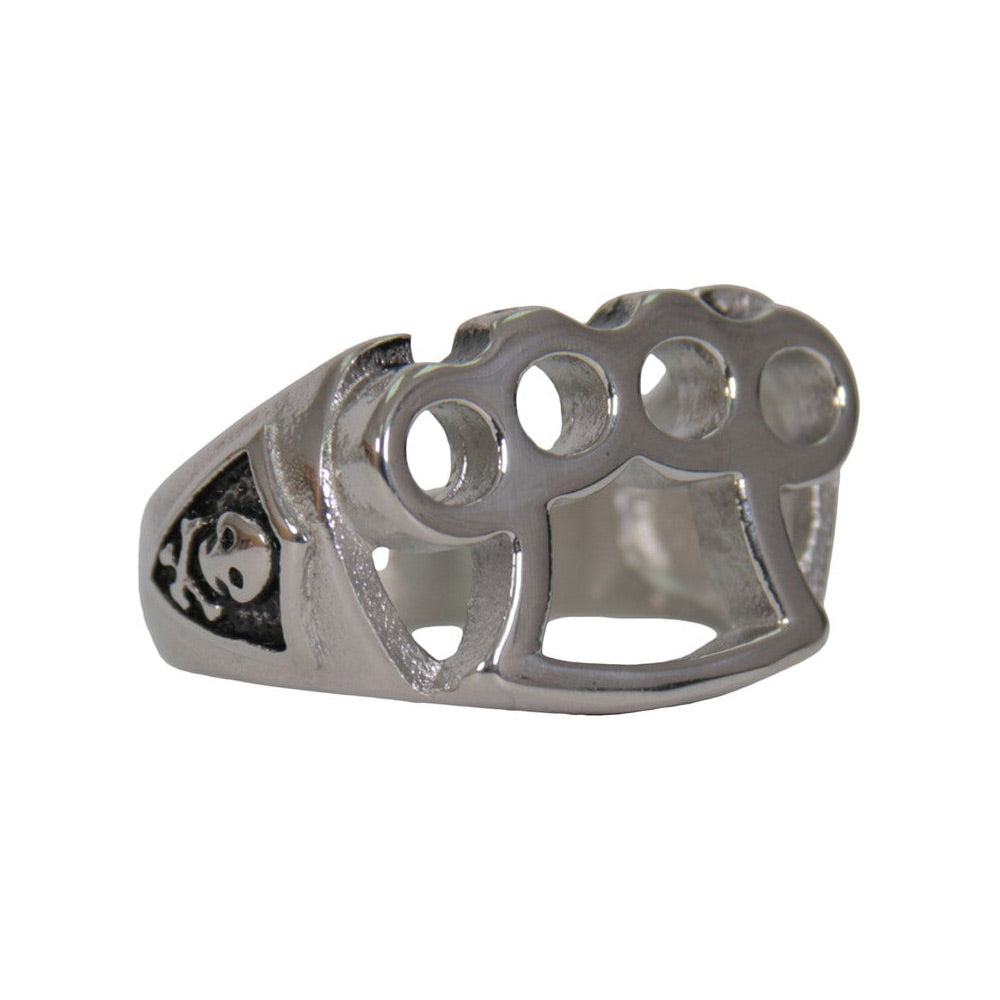 Hot Leathers JWR2133 Men's Silver 'Brass Knuckles' Stainless Steel Ring