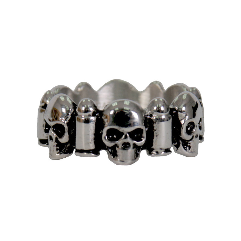 Hot Leathers JWR2142 Men's Silver 'Skull and Bullet' Stainless Steel Ring