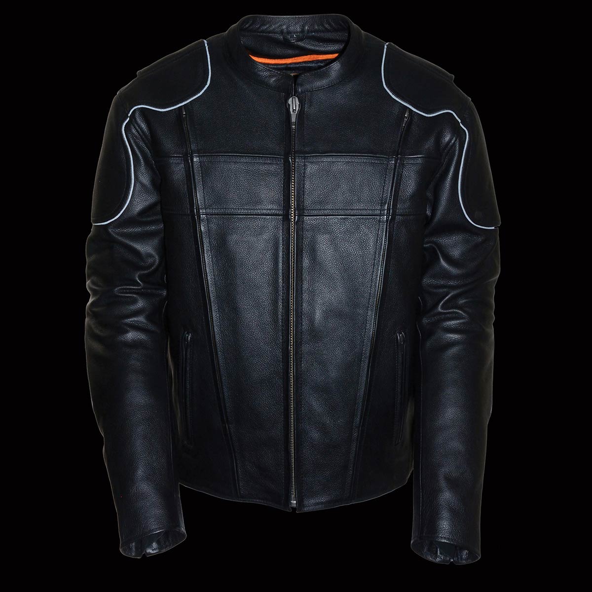 Milwaukee Leather LKM1705 Men's Black Side Stretch Vented Black Leather Scooter Jacket