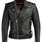 Milwaukee Leather LKM1711 Black Leather Motorcycle Jacket for Men, Thick Police Style Biker Jacket w/ Side Lace