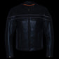 Milwaukee Leather LKM1725 Men's Black Sporty Crossover Scooter Style Leather Motorcycle Jacket w/ Reflective Piping