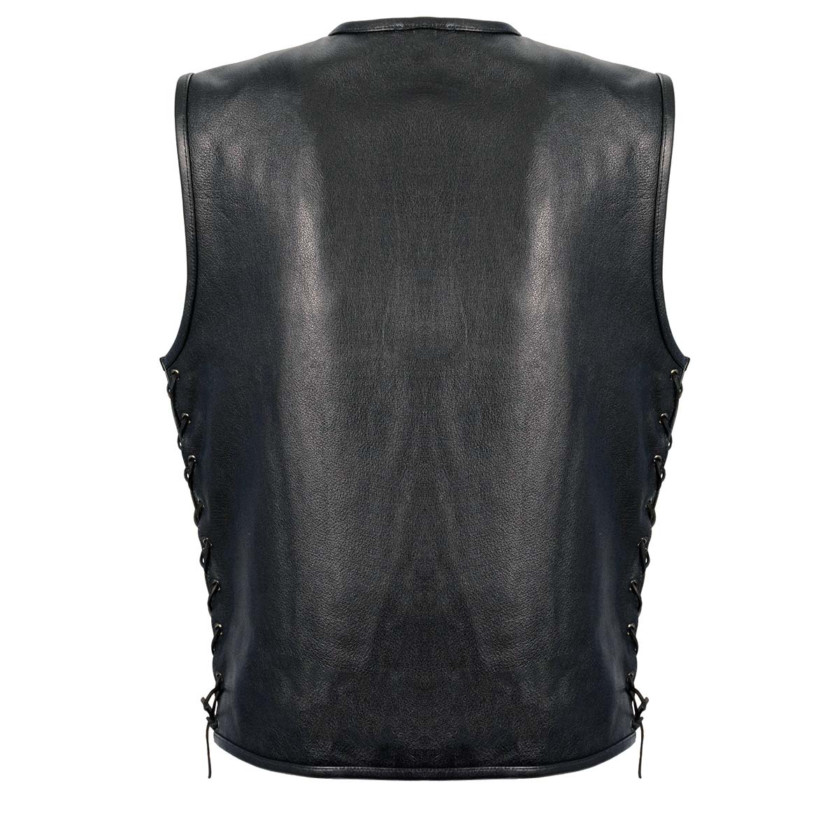 Milwaukee Leather LKM3741 Men's Black ‘Seamless Design’ Leather Vest with Side Laces