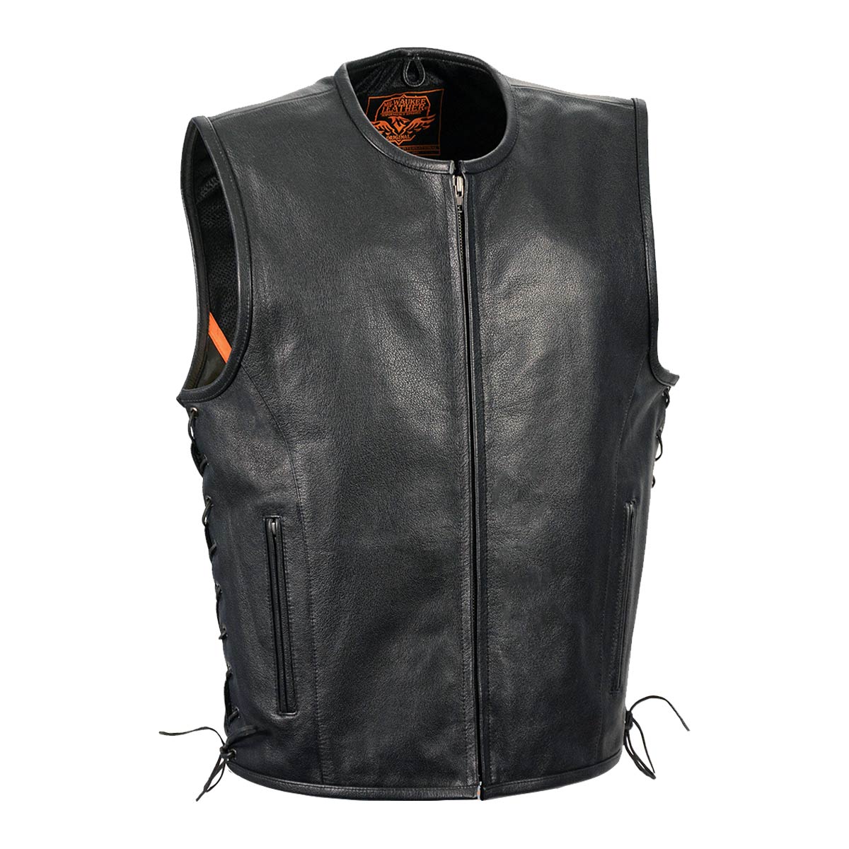 Milwaukee Leather LKM3741 Men's Black ‘Seamless Design’ Leather Vest with Side Laces