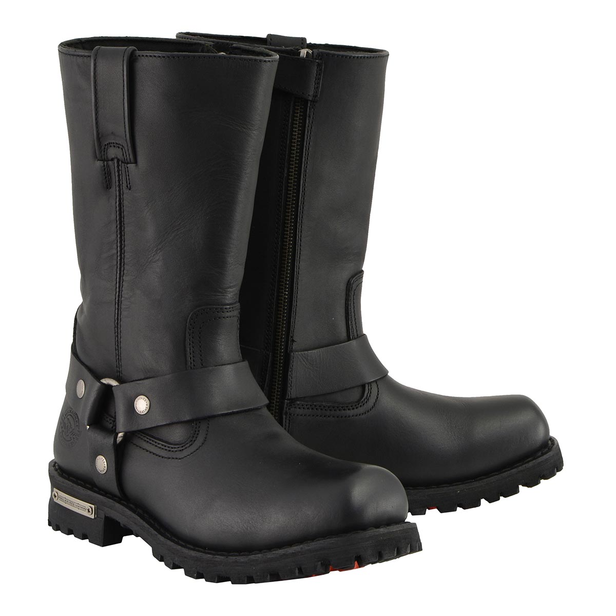 Milwaukee Leather MBM131W Men's Black 'Wide-Width' 11-inch Classic Square Toe Harness Boots