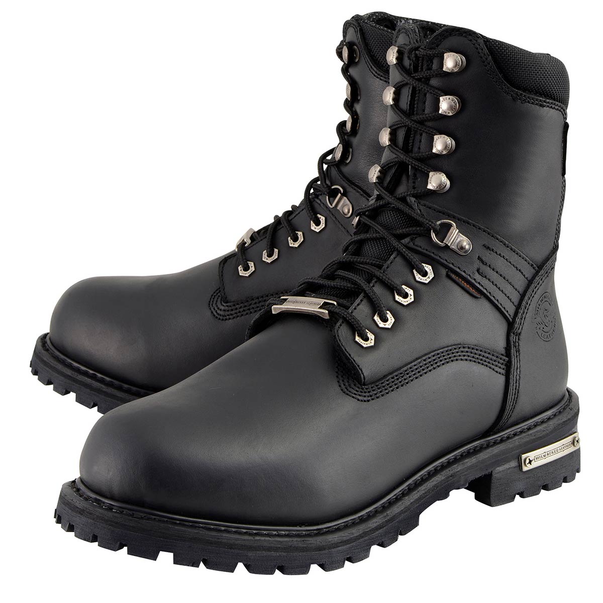 Milwaukee Leather MBM9036WP Men's Black 'Wide Width' 7-inch Lace to Toe Waterproof Leather Boots