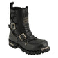 Milwaukee Leather MBM9076 Men’s Black 'Tactical' Logger Leather Boots with Buckle Enhancement